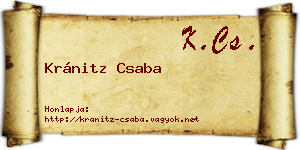 Kránitz Csaba névjegykártya
