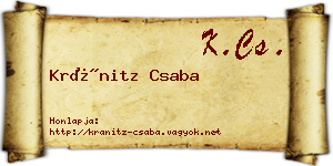 Kránitz Csaba névjegykártya